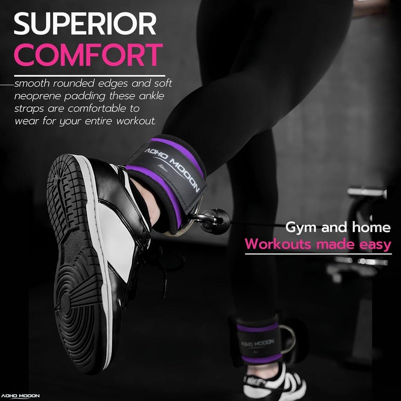 AOHO MOOON Ankle Strap for Cable Machine Attachments, Gym Accessories for Women and Men, Neoprene Ankle Cuffs for glute Kickback, Leg Workouts ande Booty Hip Abductors Exercise - Image 5
